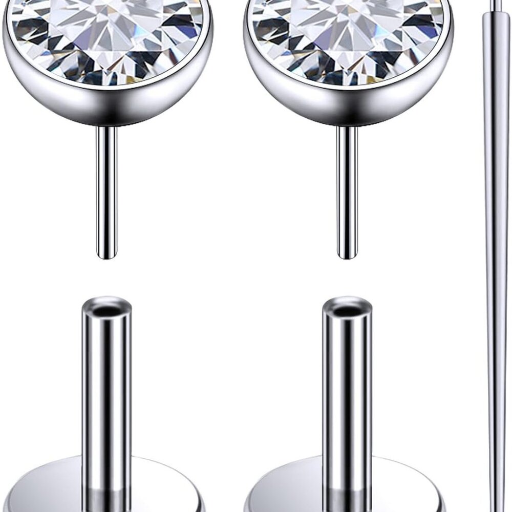 20g 18g 16g Threadless Push In Astm F136 Titanium Nose Ring Studs Flat Back Stud